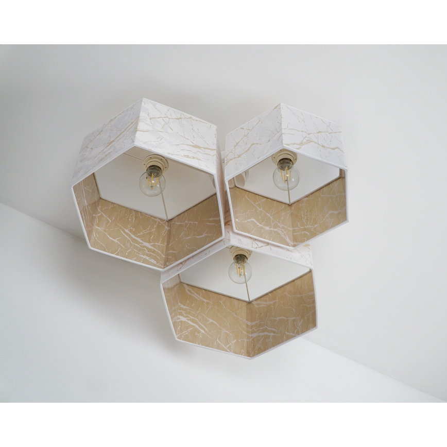 Duolla - Přisazený lustr ROLLER TRIO HEX 3xE27/15W/230V bílá/zlatá
