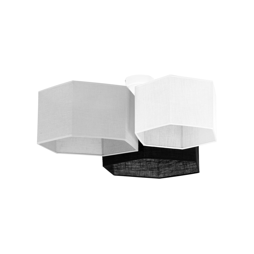Duolla - Přisazený lustr ROLLER TRIO HEX 3xE27/15W/230V černá/šedá/bílá