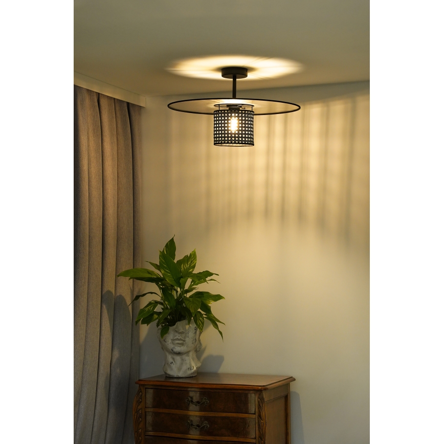 Duolla - Přisazený lustr TOKYO RATTAN 1xE27/15W/230V pr. 50 cm černá/stříbrná