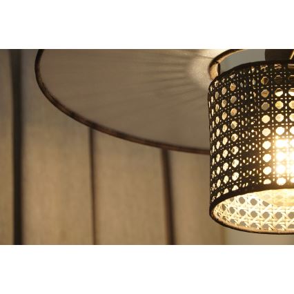 Duolla - Přisazený lustr TOKYO RATTAN 1xE27/15W/230V pr. 50 cm černá/stříbrná