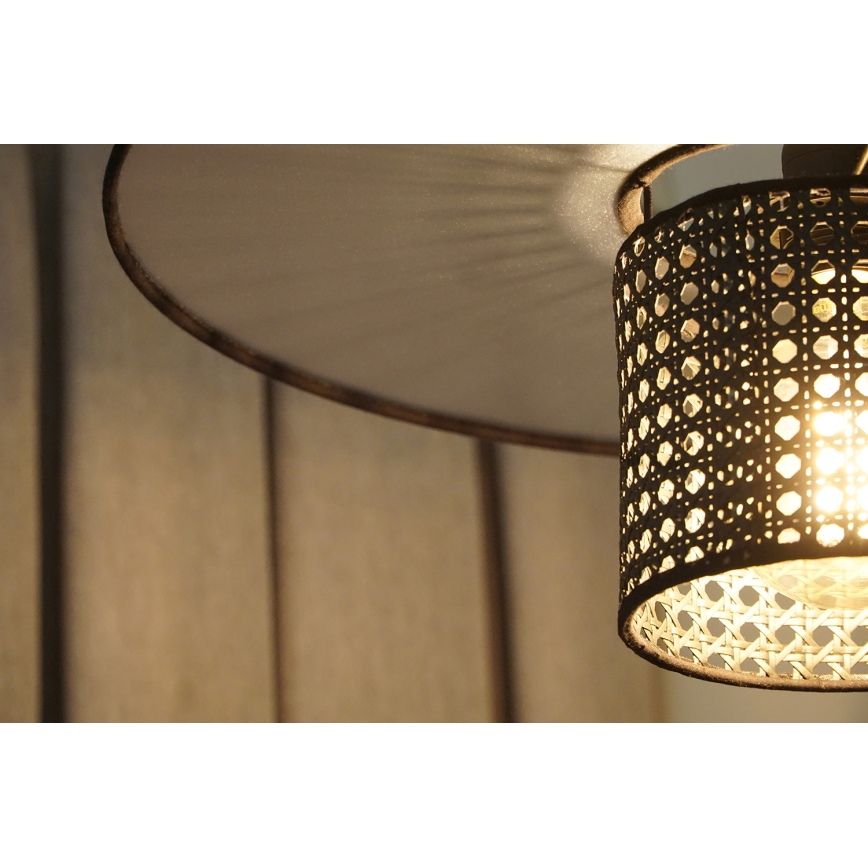 Duolla - Přisazený lustr TOKYO RATTAN 1xE27/15W/230V pr. 50 cm černá/stříbrná