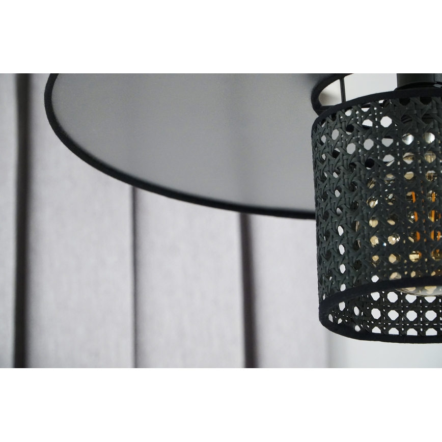 Duolla - Přisazený lustr TOKYO RATTAN 1xE27/15W/230V pr. 50 cm černá/stříbrná
