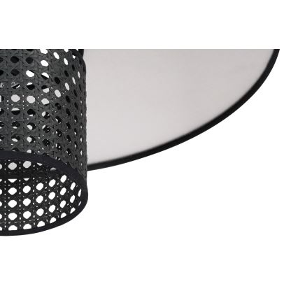 Duolla - Přisazený lustr TOKYO RATTAN 1xE27/15W/230V pr. 50 cm černá/stříbrná