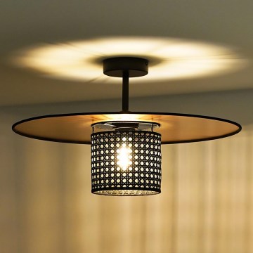 Duolla - Přisazený lustr TOKYO RATTAN 1xE27/15W/230V pr. 50 cm zlatá/černá