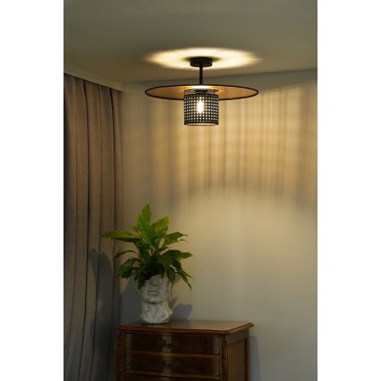 Duolla - Přisazený lustr TOKYO RATTAN 1xE27/15W/230V pr. 50 cm zlatá/černá