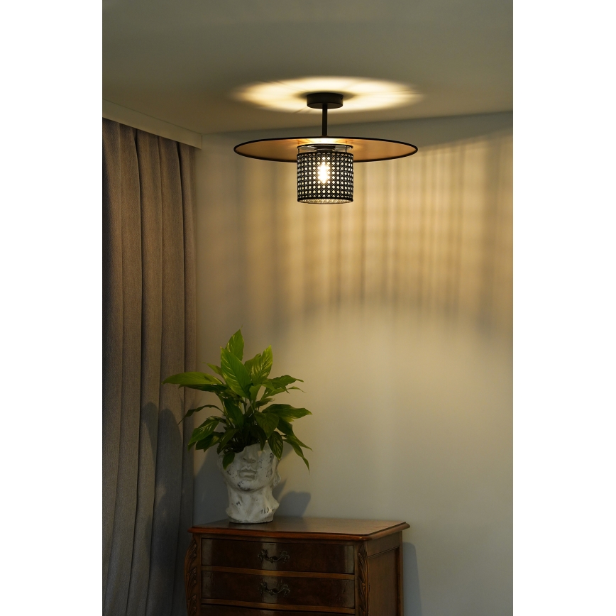 Duolla - Přisazený lustr TOKYO RATTAN 1xE27/15W/230V pr. 50 cm zlatá/černá