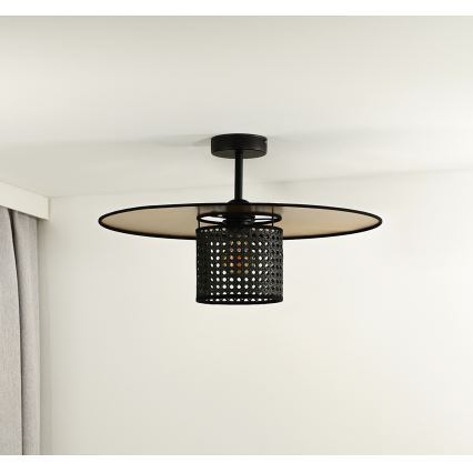 Duolla - Přisazený lustr TOKYO RATTAN 1xE27/15W/230V pr. 50 cm zlatá/černá