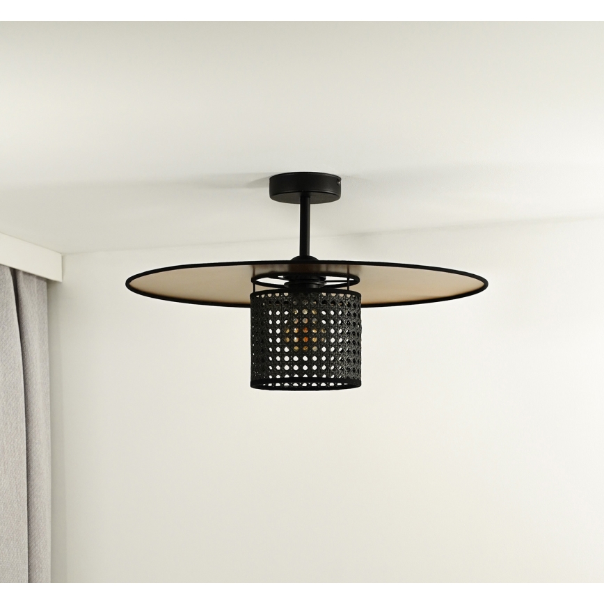 Duolla - Přisazený lustr TOKYO RATTAN 1xE27/15W/230V pr. 50 cm zlatá/černá