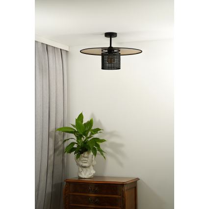 Duolla - Přisazený lustr TOKYO RATTAN 1xE27/15W/230V pr. 50 cm zlatá/černá