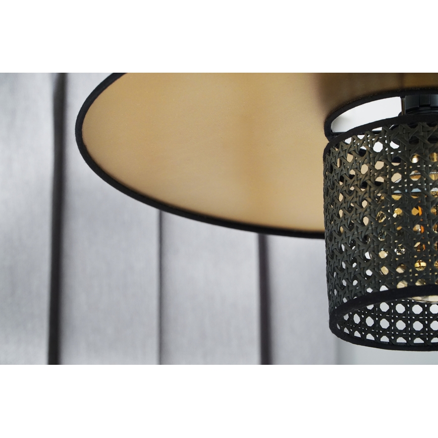 Duolla - Přisazený lustr TOKYO RATTAN 1xE27/15W/230V pr. 50 cm zlatá/černá