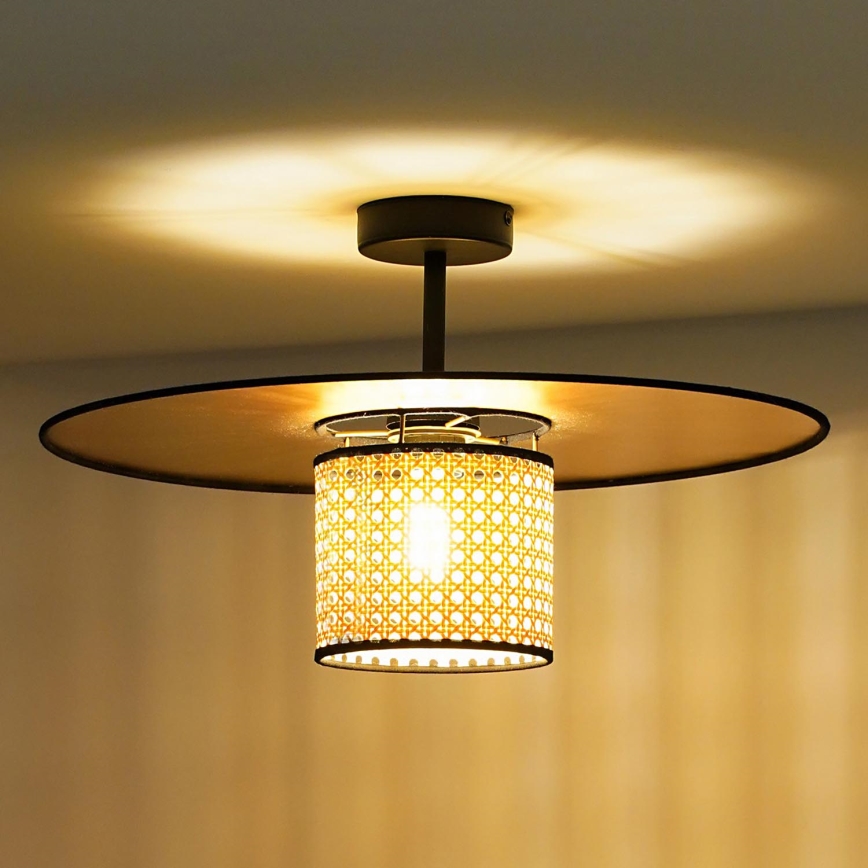 Duolla - Přisazený lustr TOKYO RATTAN 1xE27/15W/230V pr. 50 cm zlatá/ratan