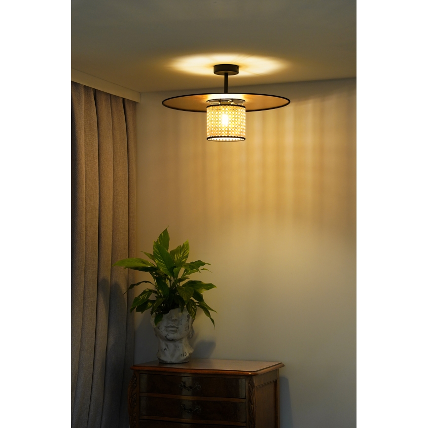 Duolla - Přisazený lustr TOKYO RATTAN 1xE27/15W/230V pr. 50 cm zlatá/ratan