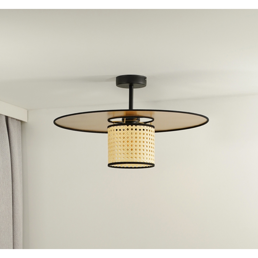 Duolla - Přisazený lustr TOKYO RATTAN 1xE27/15W/230V pr. 50 cm zlatá/ratan