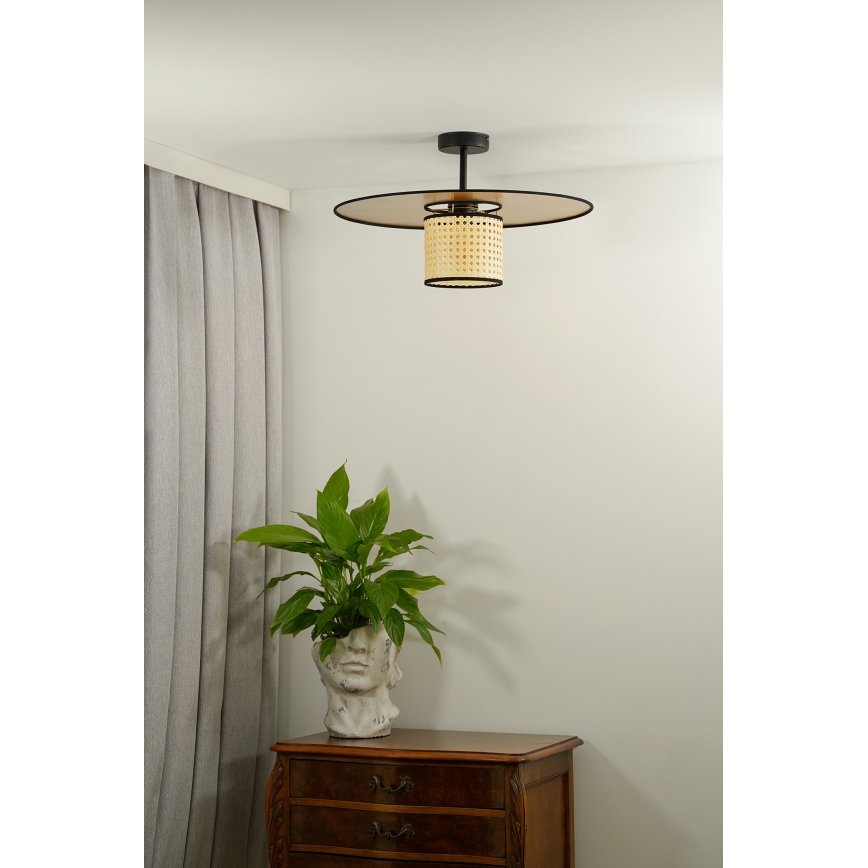 Duolla - Přisazený lustr TOKYO RATTAN 1xE27/15W/230V pr. 50 cm zlatá/ratan