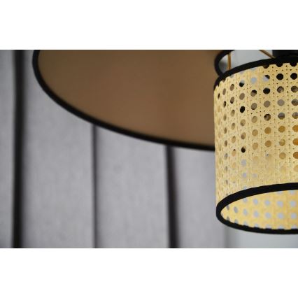 Duolla - Přisazený lustr TOKYO RATTAN 1xE27/15W/230V pr. 50 cm zlatá/ratan