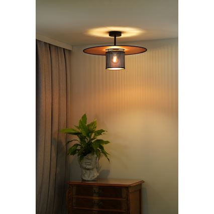 Duolla - Přisazený lustr TOKYO SHINY 1xE27/15W/230V pr. 50 cm černá/měděná