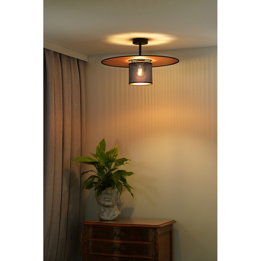 Duolla - Přisazený lustr TOKYO SHINY 1xE27/15W/230V pr. 50 cm černá/měděná