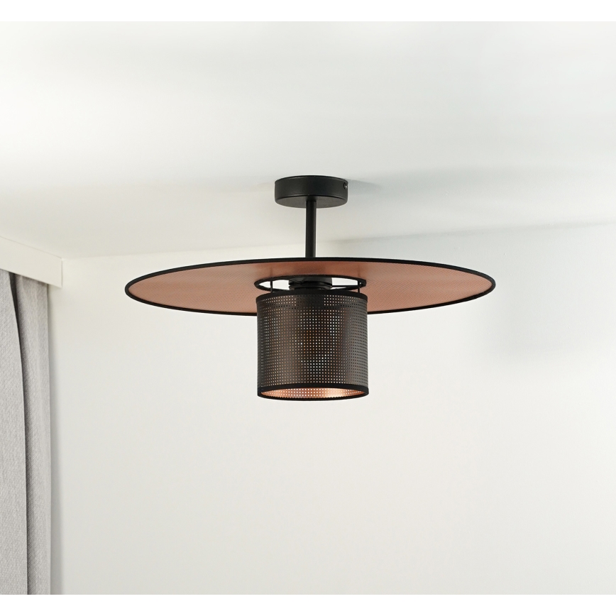 Duolla - Přisazený lustr TOKYO SHINY 1xE27/15W/230V pr. 50 cm černá/měděná