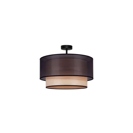 Duolla - Přisazený lustr WOOD BOHO 1xE27/15W/230V pr. 45 cm černá/béžová