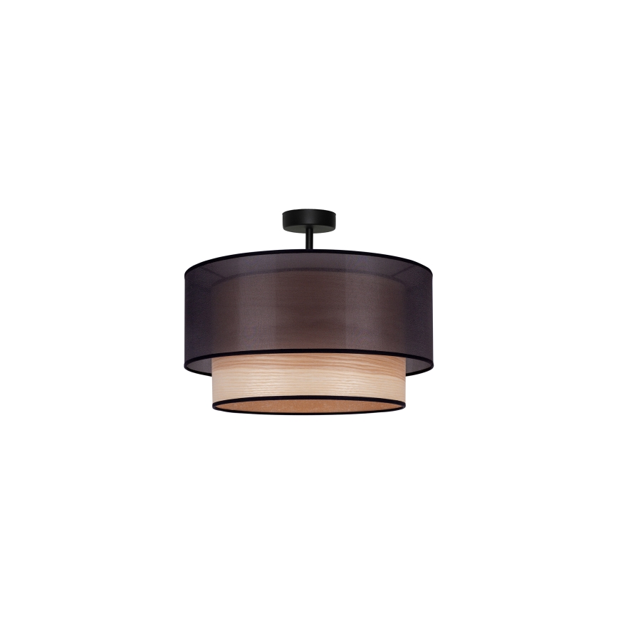Duolla - Přisazený lustr WOOD BOHO 1xE27/15W/230V pr. 45 cm černá/béžová