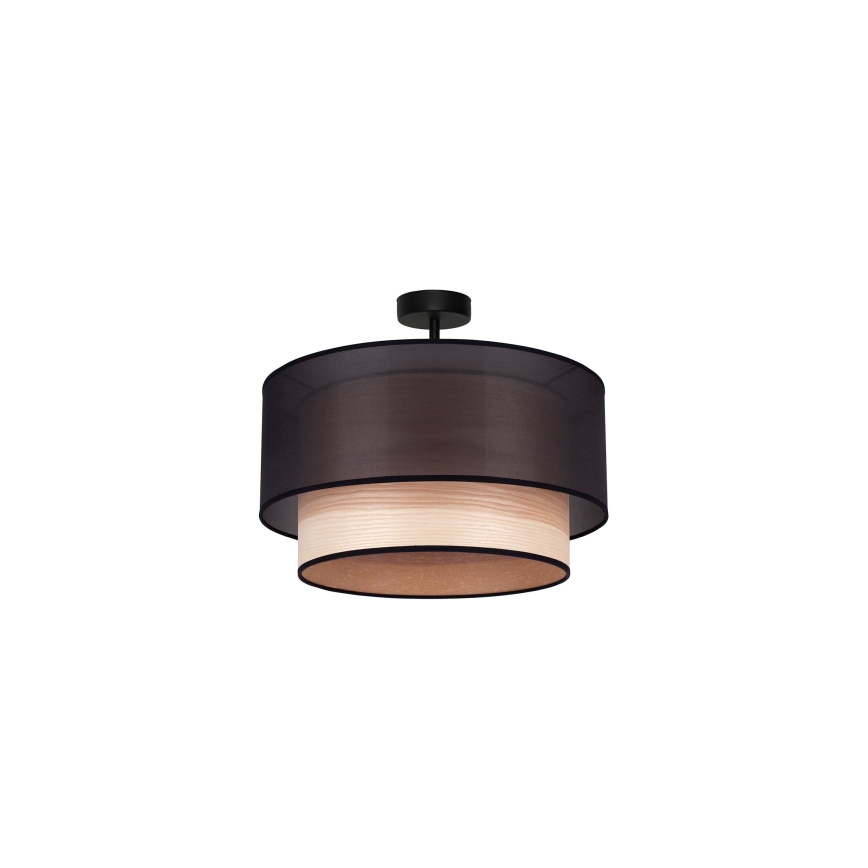 Duolla - Přisazený lustr WOOD BOHO 1xE27/15W/230V pr. 45 cm černá/béžová