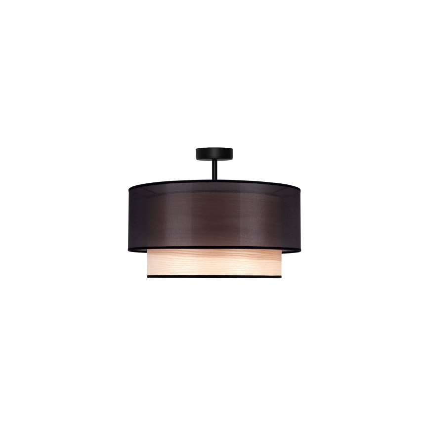 Duolla - Přisazený lustr WOOD BOHO 1xE27/15W/230V pr. 45 cm černá/béžová