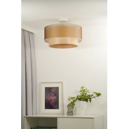 Duolla - Přisazený lustr WOOD BOHO 1xE27/15W/230V pr. 45 cm měděná/béžová