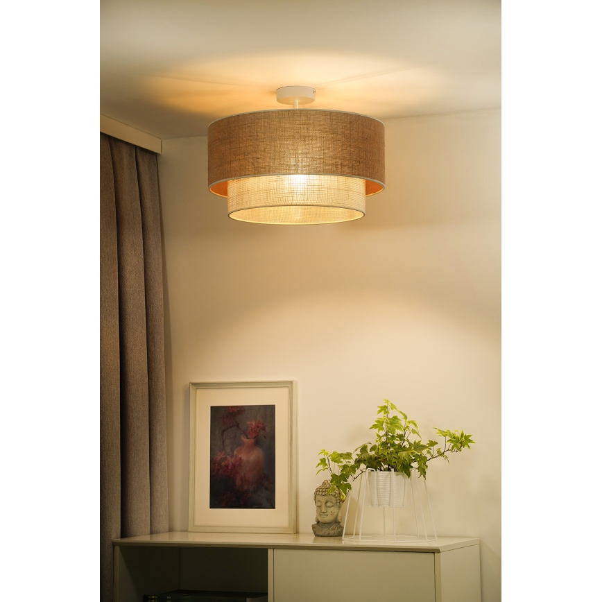Duolla - Přisazený lustr YUTE BOHO 1xE27/15W/230V pr. 45 cm hnědá/krémová