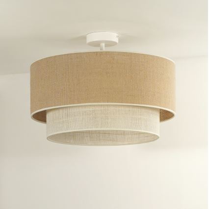 Duolla - Přisazený lustr YUTE BOHO 1xE27/15W/230V pr. 45 cm hnědá/krémová