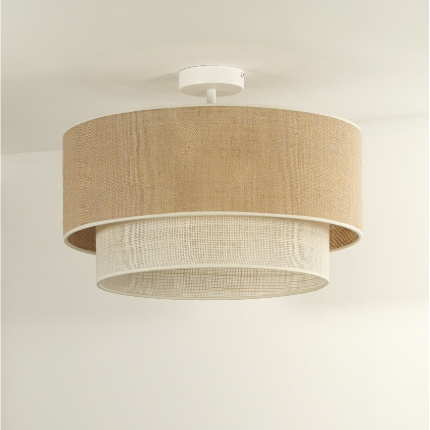 Duolla - Přisazený lustr YUTE BOHO 1xE27/15W/230V pr. 45 cm hnědá/krémová