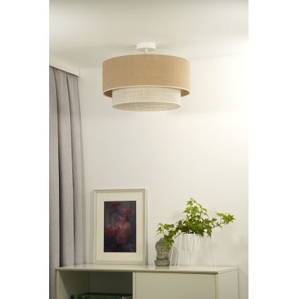 Duolla - Přisazený lustr YUTE BOHO 1xE27/15W/230V pr. 45 cm hnědá/krémová