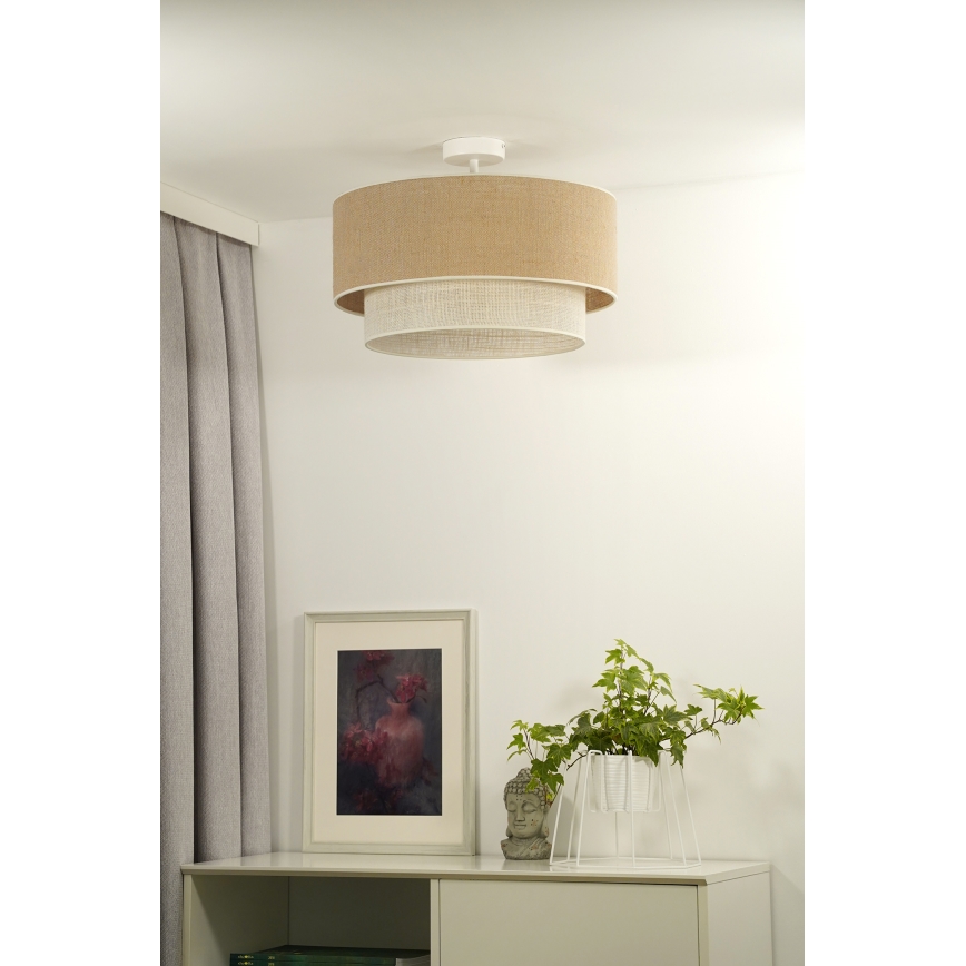 Duolla - Přisazený lustr YUTE BOHO 1xE27/15W/230V pr. 45 cm hnědá/krémová
