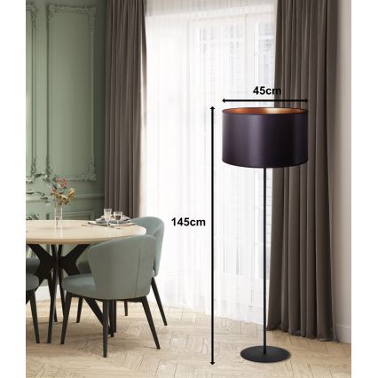 Duolla - Stojací lampa CANNES 1xE27/15W/230V pr. 45 cm černá/měděná