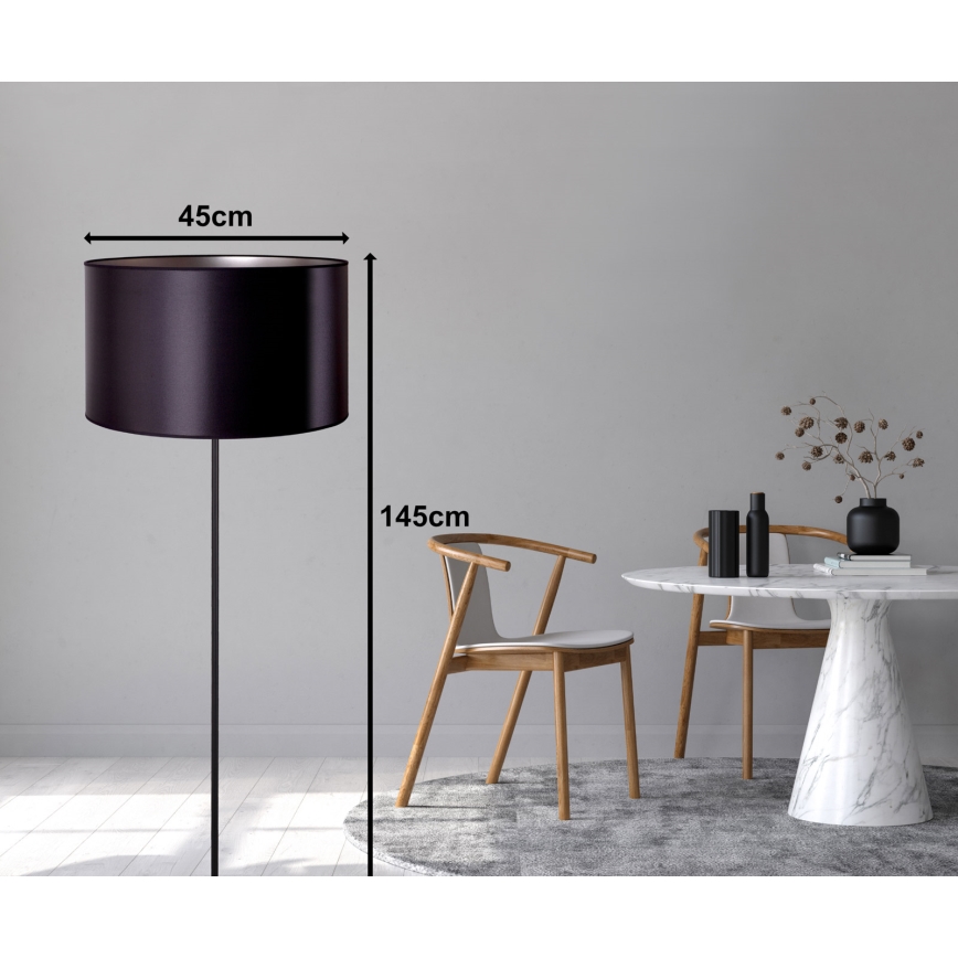 Duolla - Stojací lampa CANNES 1xE27/15W/230V pr. 45 cm černá/stříbrná