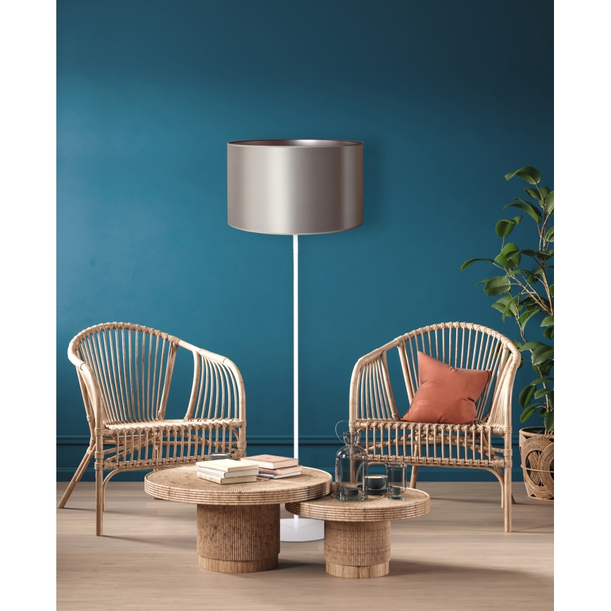 Duolla - Stojací lampa CANNES 1xE27/15W/230V pr. 45 cm stříbrná/bílá