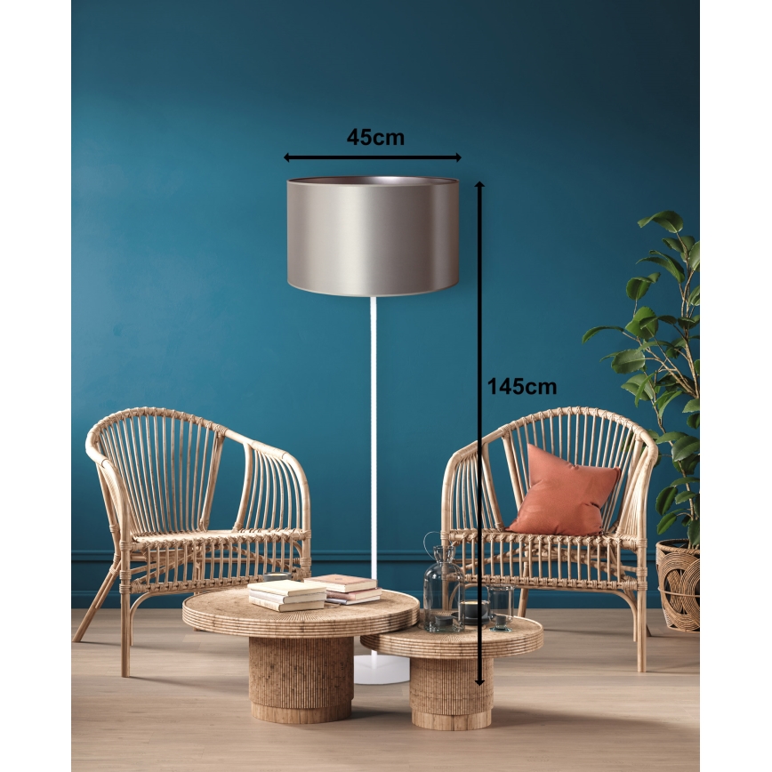 Duolla - Stojací lampa CANNES 1xE27/15W/230V pr. 45 cm stříbrná/bílá