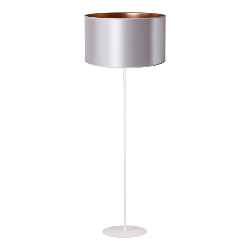 Duolla - Stojací lampa CANNES 1xE27/15W/230V pr. 45 cm stříbrná/měděná/bílá