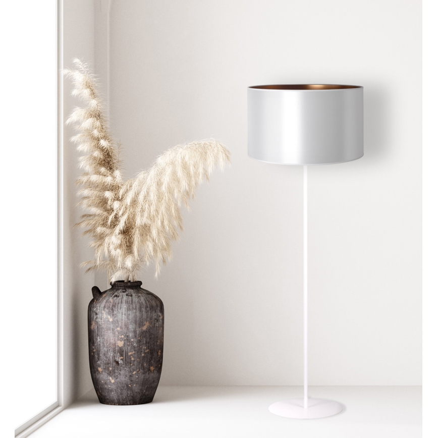 Duolla - Stojací lampa CANNES 1xE27/15W/230V pr. 45 cm stříbrná/měděná/bílá