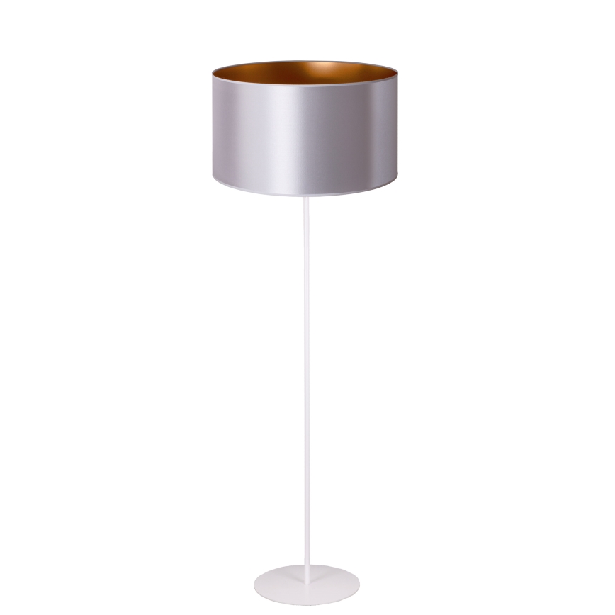 Duolla - Stojací lampa CANNES 1xE27/15W/230V pr. 45 cm stříbrná/měděná/bílá