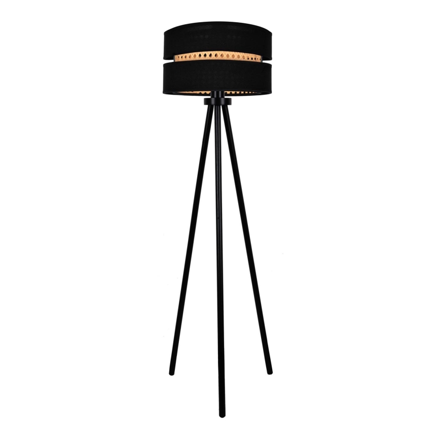 Duolla - Stojací lampa DUO 1xE27/15W/230V pr. 40 cm černá/ratan