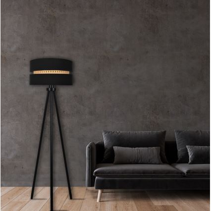 Duolla - Stojací lampa DUO 1xE27/15W/230V pr. 40 cm černá/ratan