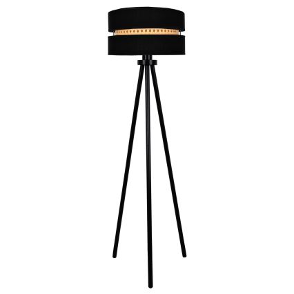 Duolla - Stojací lampa DUO 1xE27/15W/230V pr. 40 cm černá/ratan