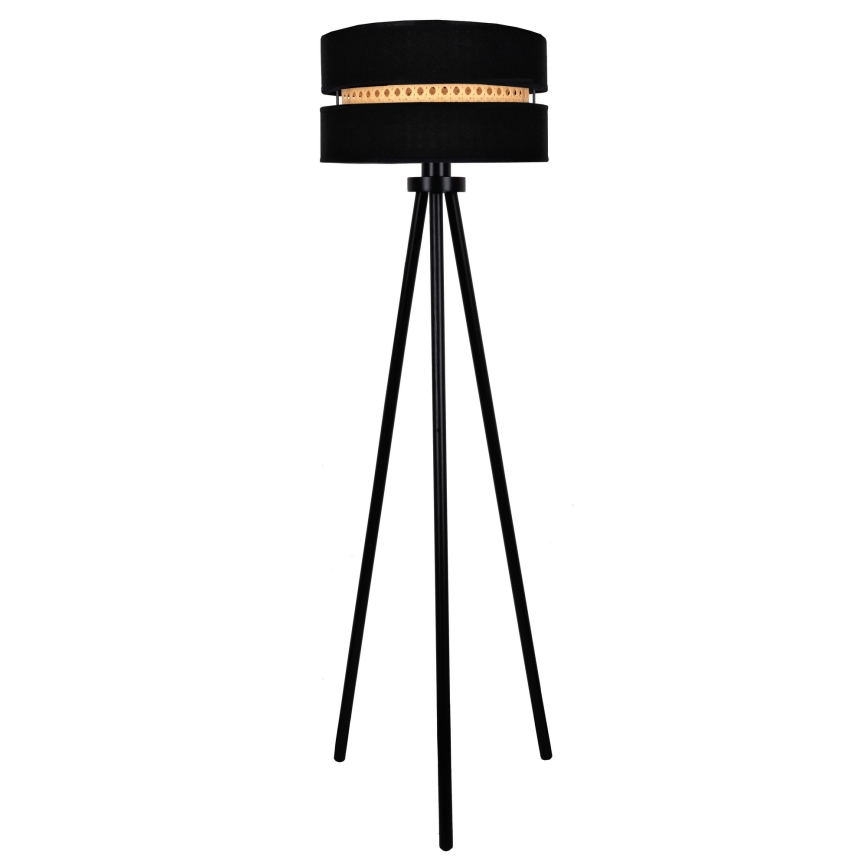 Duolla - Stojací lampa DUO 1xE27/15W/230V pr. 40 cm černá/ratan
