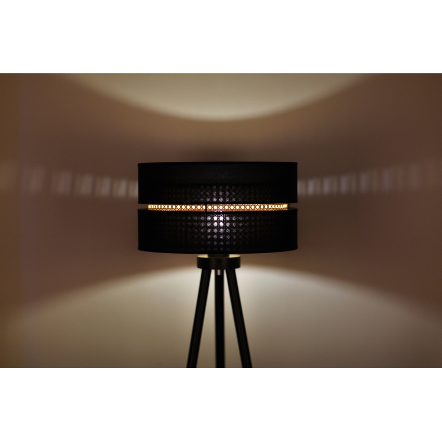 Duolla - Stojací lampa DUO 1xE27/15W/230V pr. 40 cm černá/ratan