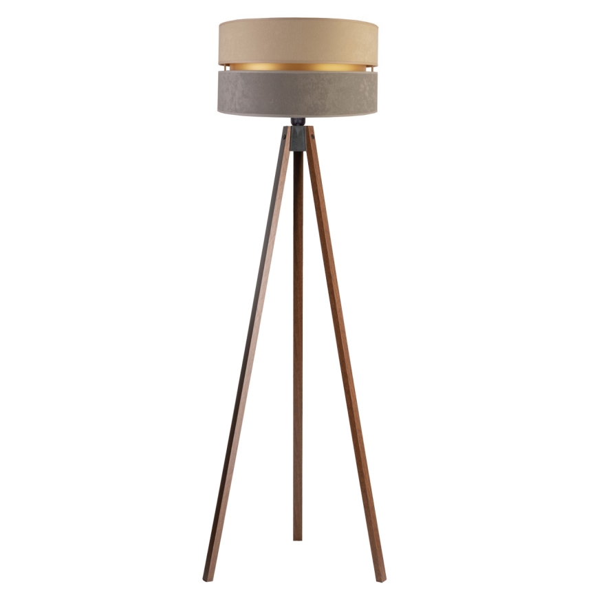Duolla - Stojací lampa DUO 1xE27/60W/230V pr. 44 cm béžová/šedá/wenge