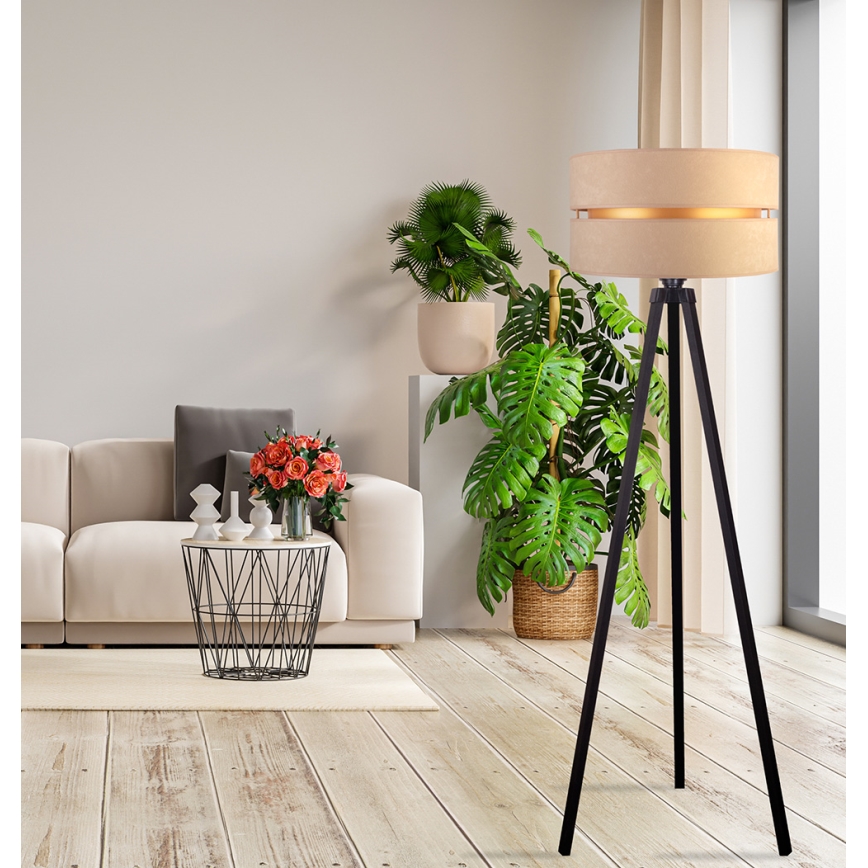 Duolla - Stojací lampa DUO 1xE27/60W/230V pr. 44 cm béžová/wenge