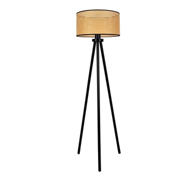 Duolla - Stojací lampa ROLLER 1xE27/15W/230V pr. 45 cm ratan/černá