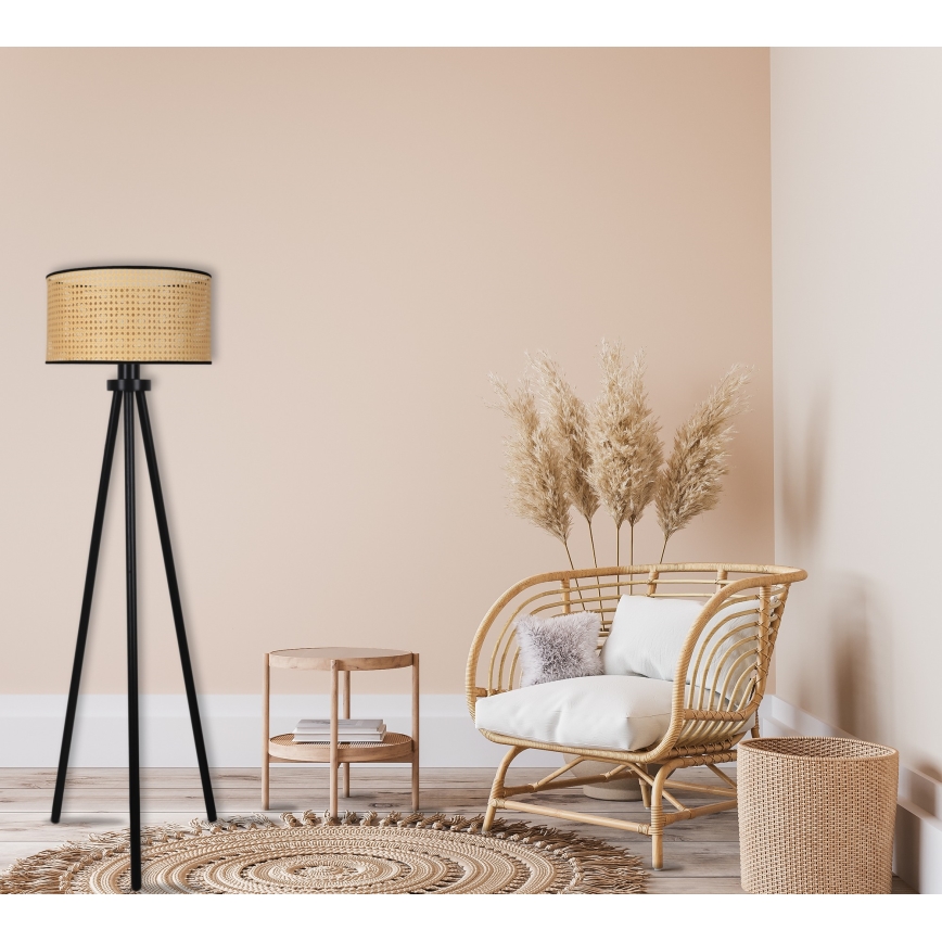 Duolla - Stojací lampa ROLLER 1xE27/15W/230V pr. 45 cm ratan/černá