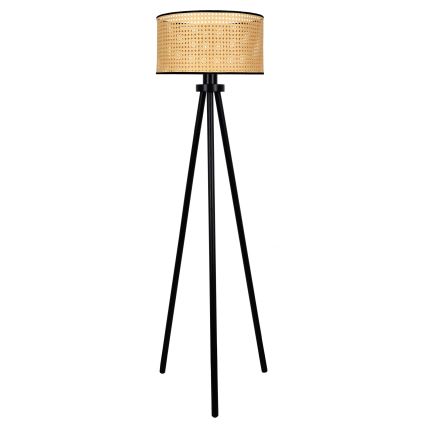 Duolla - Stojací lampa ROLLER 1xE27/15W/230V pr. 45 cm ratan/černá