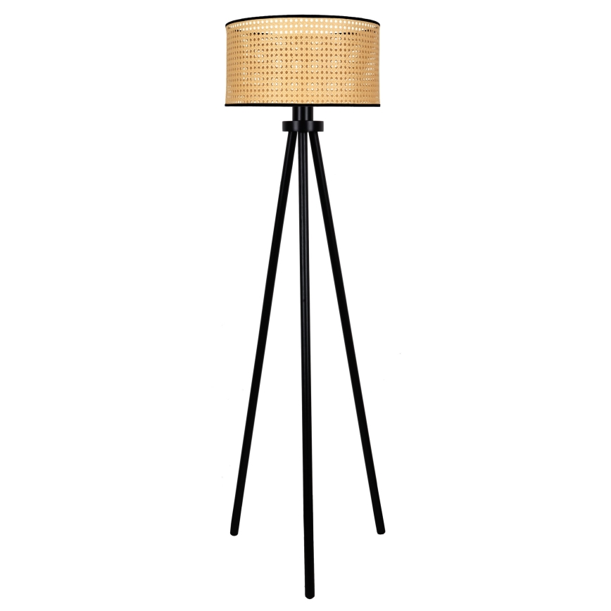 Duolla - Stojací lampa ROLLER 1xE27/15W/230V pr. 45 cm ratan/černá